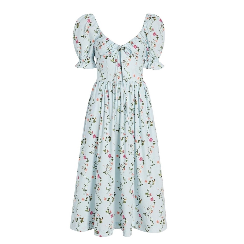 Hill House The Ophelia Dress Pond Floral Sz Small Blue Cottagecore Smocked Midi